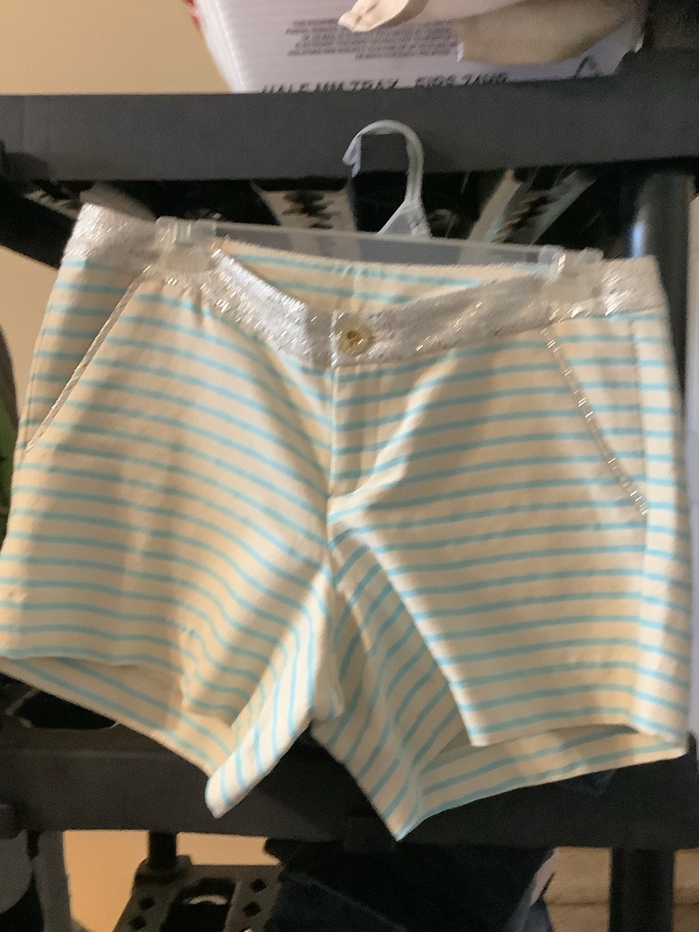 Lilly Pulitzer Cream & Light Blue Striped High-Waist Shorts
